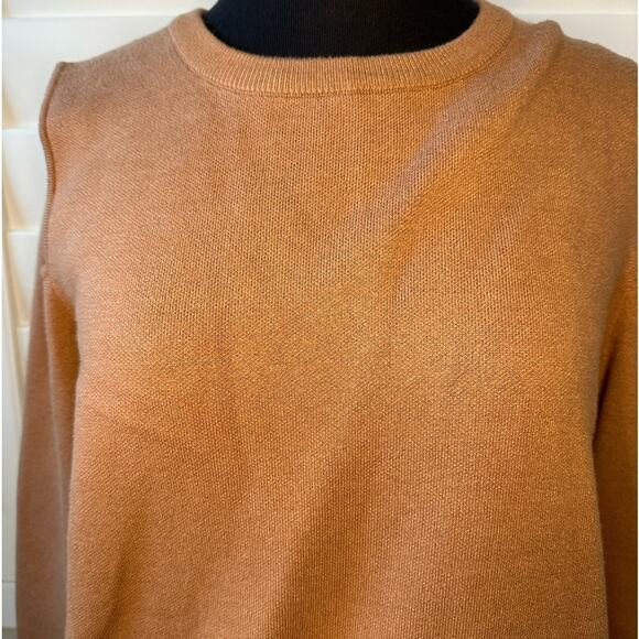 Monrow Supersoft Knit Sweater Cut Out Shoulders Top Soft Brown Size L Neutral - Picture 8 of 15